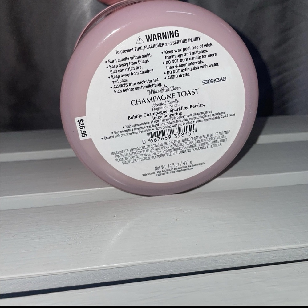 Champagne Toast Bath and Body Works White Barn Wax Candle + Body Cream Set of 2 - Picture 3 of 4